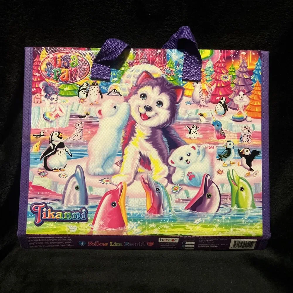 Lisa Frank TIKANNI HUSKY Trifold Portfolio Storage Case Folder School Art